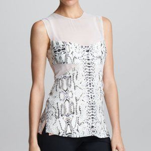 Narciso Rodriguez Snake Jacquard Illusion Blouse Top, 42 IT Medium, Black White